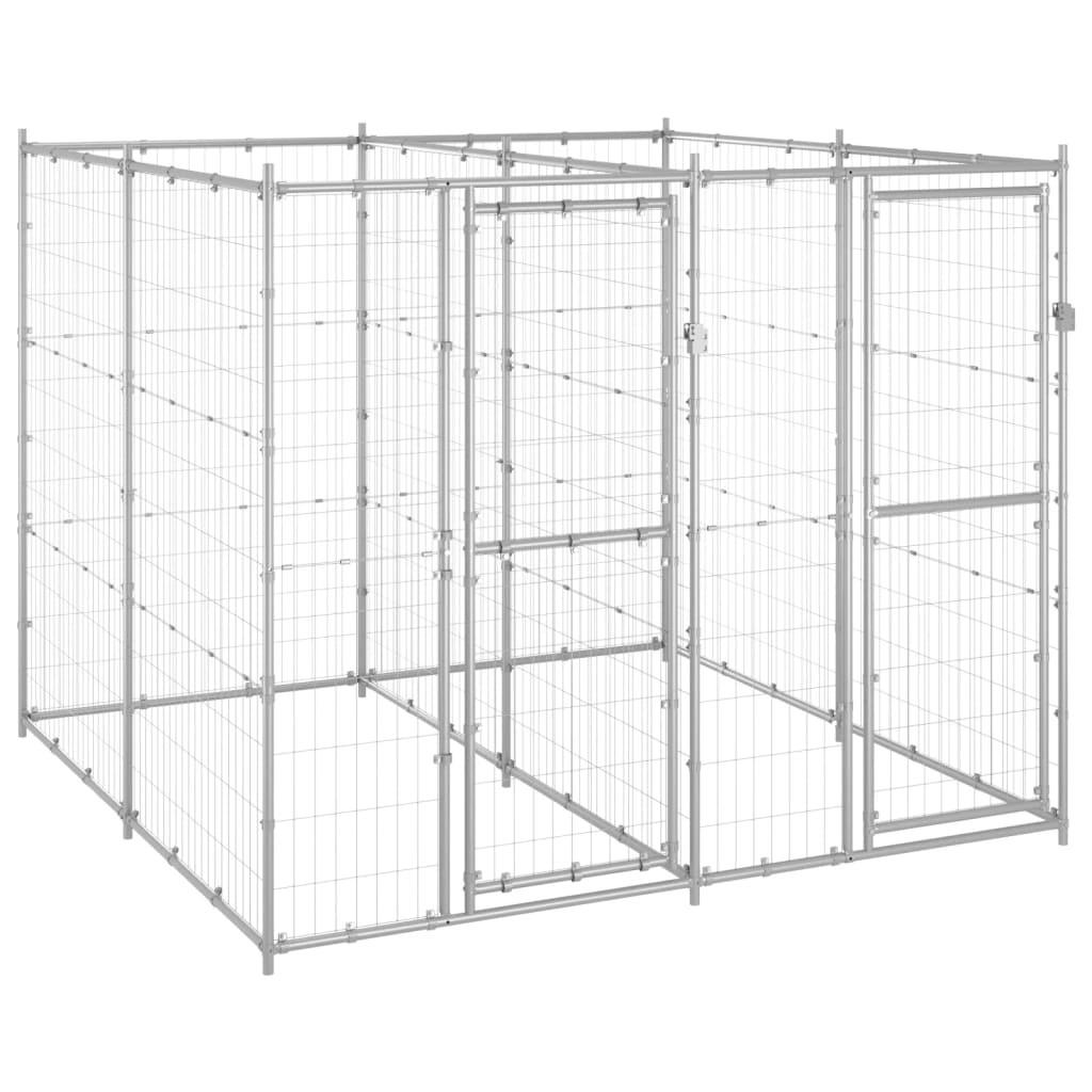 Udendørs hundebur 4,84 m² galvaniseret stål