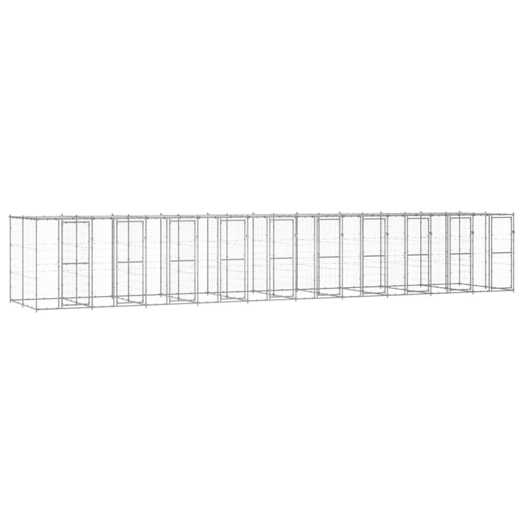 Udendørs hundebur med tag 24,2 m² galvaniseret stål