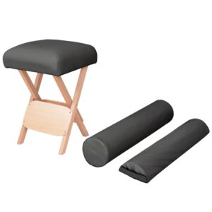 Foldbar massagestol 12 cm tykt sæde 2 bolsterpuder sort