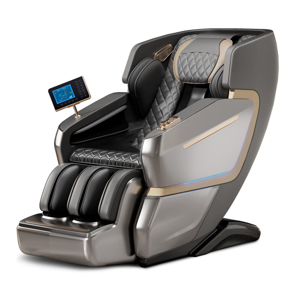 Massagestol 4D Luksus Pro+ med SL-teknologi, iongenerator, Varmeterapi, Hjertefrekvens Scanner, Stemme Kontrol & Touchskærm - Model M5 Luksus Pro+