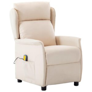 Massagestol med pude Creme 67.5 x 93.5 x 101.5 cm Stof