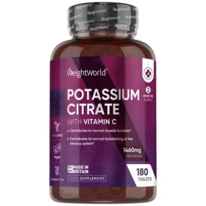 Kalium 1380 mg, 180 tabletter + C-vitamin – Kalium tilskud til elektrolytbalancen og energiniveauet