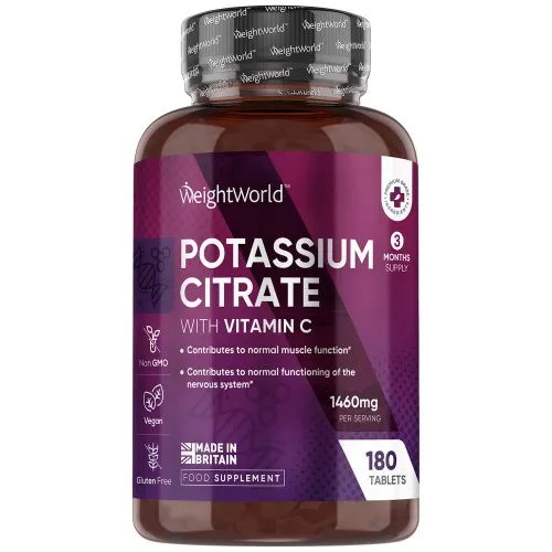 Kalium 1380 mg, 180 tabletter + C-vitamin – Kalium tilskud til elektrolytbalancen og energiniveauet