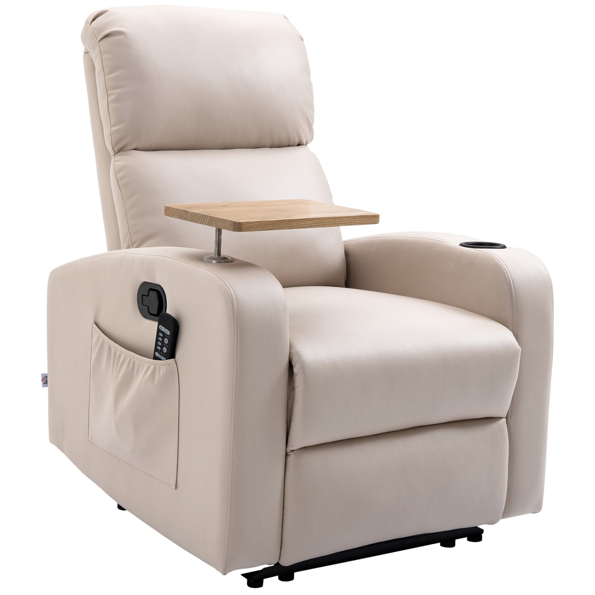 Massagestol med lænestol og klapbord, 77 cm x 93 cm x 105 cm, beige