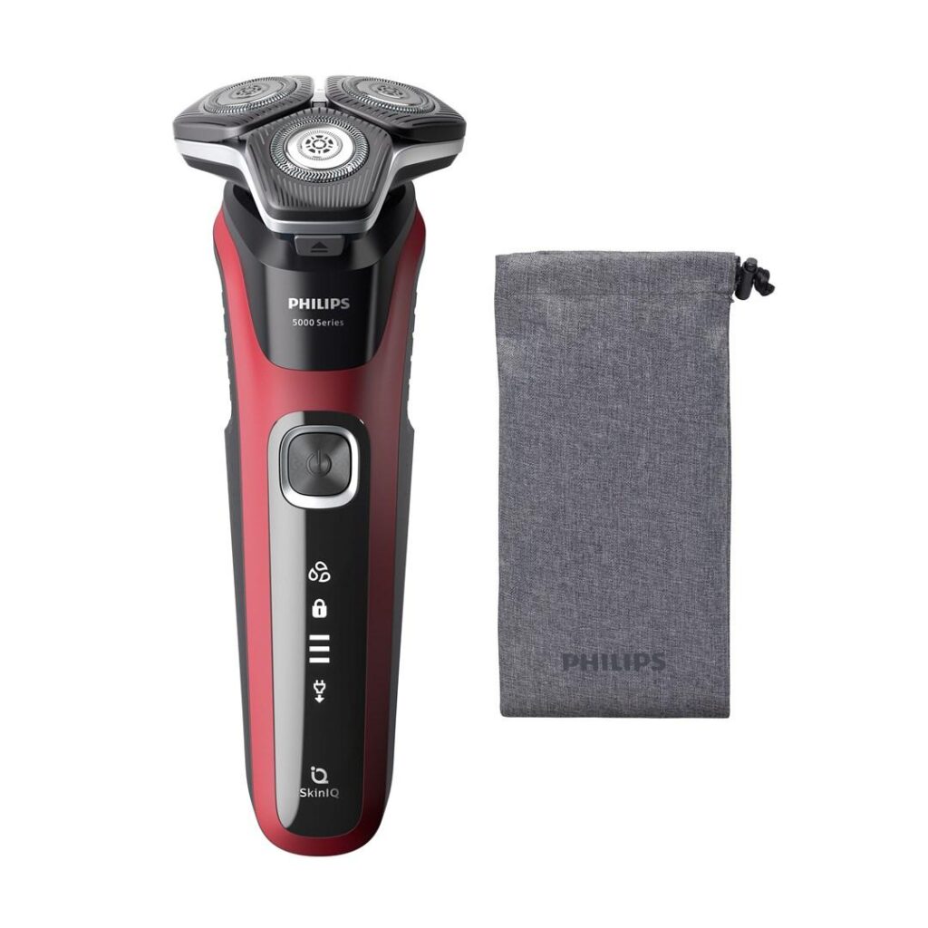 Philips Shaver Series 5000 S5883/10 roterende barbermaskine med popup trimmer, sort/rød