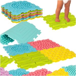 Sansetæppe montessori fodmassage puslespil 8 dele, pastel